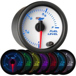 GlowShift White Tinted 7 Color Adjustable Fuel Level Gauge