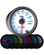 GlowShift White Tinted 7 Color 10,000 RPM Tachometer Gauge