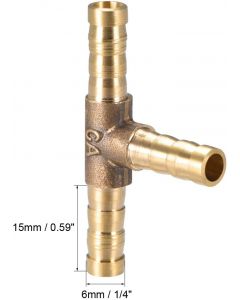 1/4" Brass Barb Splicer Fitting,T-Shaped 3 Ways
