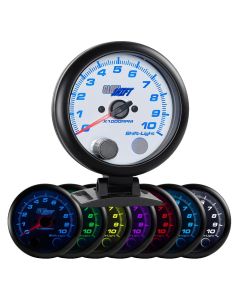 GlowShift White Tinted 7 Color 10,000 RPM Tachometer Gauge